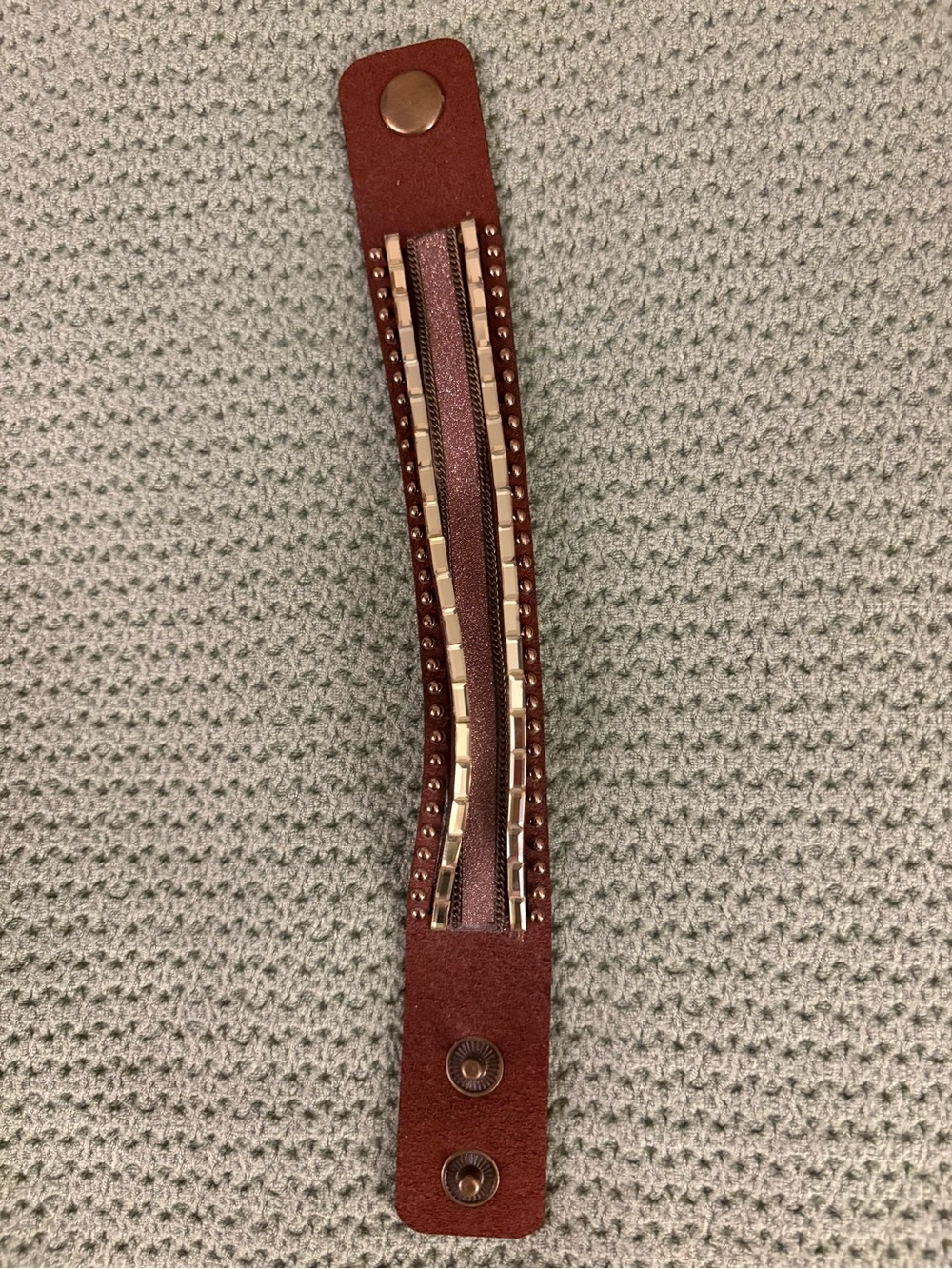 Womens Multi-Strand Leather Bracelet - Brown and Gray - Picture 4 of 6
